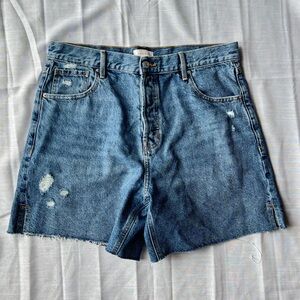PacSun Blue High Rise Relaxed Distressed Denim Shorts Size 30